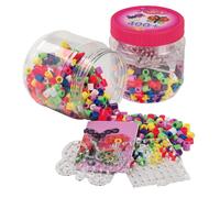 Hama Perlen 8791 Bügelperlen Dose mit ca. 400 bunten Maxi Bastelperlen mit Durch