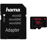 Hama 123982 MicroSDXC 64GB UHS Speed Class 3 UHS-I 80MB/s + Adapter/Photo, blac