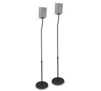 Hama 2 Floor Speaker Stands, Black | Height adjustable, up to 120cm high, hidden cable routing, non slip rubber base for stability