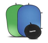 Hama 2-in-1 Photo Background Green Screen Blue Screen Foldable (Folding Background 150 x 200 cm for Photography, Video and Live Stream, with Hanging Loops, Quick Assembly and Disassembly) Green, Blue
