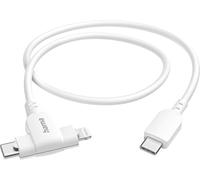Hama 2-in-1 USB-C to USB-C or Lightning MFI Charging Cable, 1.5 m, White