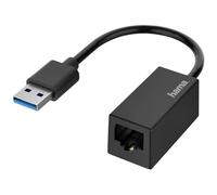 Hama USB 3.0 to Gigabit Ethernet LAN Network Adapter (10/100/1000 Mbps, 10 Year Warranty, for Laptop, Tablet, MacBook, USB A to Router, Switch, Hub) Noir
