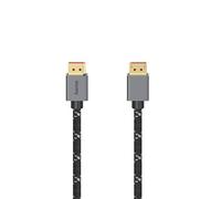 Hama 200505 DisplayPort Cable 2 m Long (Display Port Metal Connector, Gold-Plated Connector, Aramid Fibre-Reinforced Cable Sheath, DP 1.4, Ultra HD 8K, Aluminium, 2.00 m)