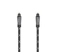 Hama 205140 Audio Fibre Optic Cable, ODT Plug (Toslink) 3 m, Metal Plug, Robust Cable Sheath with Aramid Fibre for Transmitting Digital Audio Signals, black
