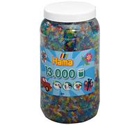 Hama 211 54 - Tub of Iron-on Beads with approx.13,000 transparent beads with glitter.