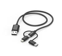 Hama - 3 in 1 USB A/Micro USB Cable USB Type C Lightning 1.5m Black