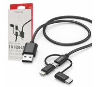 Hama - 3 in 1 USB A/Micro USB Cable USB Type C Lightning 1.5m Black