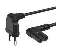 Hama 3 m Euro Plug 90° Angled TV Power Cable 1:1 Splitter Adapter Black