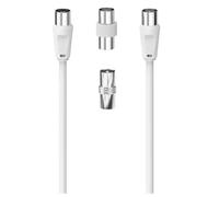Hama 3-Part Antenna Connection Kit - 5 Metre Antenna Cable + 2x Coax Adapters White