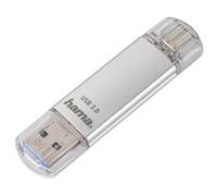 Hama 32GB USB Flash Drive USB-C USB-A USB 3.1/3.0 Universal 40MB/s Aluminium Data Storage for Windows/MacBook - Silver