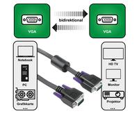 Hama 3m VGA Cable Monitor HDD Connector 15-pin for TFT Notebook TV PC Projector