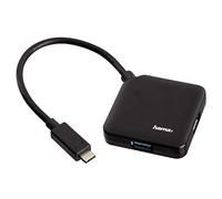Hama | 4-Port USB Type C | USB 3.1 Hub | Built-in USB Cable | Black, 00135750