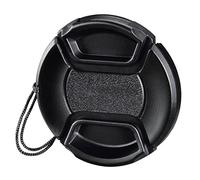 Hama 46 mm Smart Snap Lens Cap for Cameras with 46 mm Lens, with Holder/Cord/Strap, Lens Protector, Lens Cover, Replacement, Easy to Attach, Clamp, Universal, Black