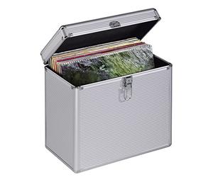 Hama | 50 Vinyl Records LP Case, Aluminium Look | Silver