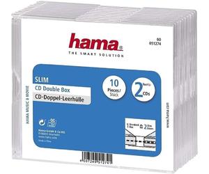 Hama 51274 Slim Double CD Jewel Case, pack of 10 - Transparent
