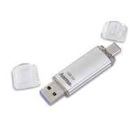 Hama "C-Laeta" USB Flash Drive, 64GB, Silver | USB-C 3.2 Gen 1, 40 MB/s, USB-A & USB-C connectors