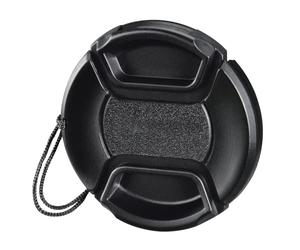 Hama 77 mm Smart Snap Lens Cap for Cameras with 77 mm Lens, with Holder/Cord/Strap, Lens Protector, Lens Cover, Replacement, Easy to Attache, Clamp, Universal, Black