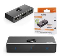 Hama 8K HDMI Switch "Bi-Directional" | Manual HDMI Switch Ultra HD 8K 60Hz and 4K 120Hz Aluminium Housing LED Indicator for PC TV Console