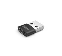 Hama Adapter USB A - USB C (480 Mbps, USB 2.0, Dual Screening, Compatible with Tablets, Phones) black