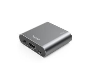 Hama “AE90” HDMI-Audio Extractor, HDMI™ to Audio, Toslink, 3.5 mm Jack, silver