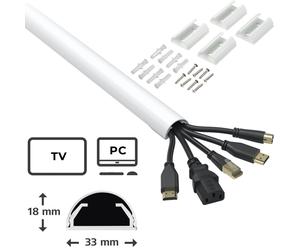 Hama Alu Cable Channel 1M Cable Duct Trunking Wall Floor For TV HiFi PC Cables