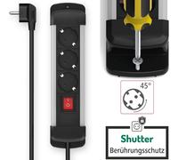 Hama Aluminium 3-Way Power Strip With Switch, 1.5 m, 3 Outlets, Black
