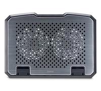 Hama Aluminium Quiet Laptop Cooler Tiltable 2 Blue LED Fans Up to 15.6" laptops Black