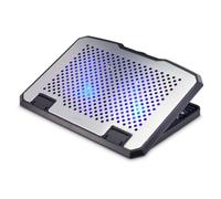 Hama Aluminium Quiet Laptop Cooler Tiltable 2 Blue LED Fans Up to 15.6" laptops Black