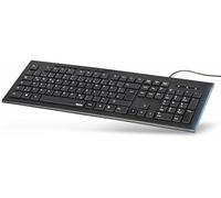 Hama Anzano Keyboard with Light Strip (German QWERTZ Key Layout, Flat Keys, 8 Media Keys, 1.4 m Cable, Numeric Keypad, for Windows PCs) Computer Keyboard, Black