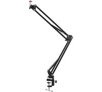 Hama Articulated Arm Stand, Overhead Tripod (Table Tripod with 1/4 Inch Thread, Holder for Mobile Phone, Camera, Ring Light, Microphone, Tablet, Clamp Mount up to 70 cm, Gooseneck, Boom Arm for