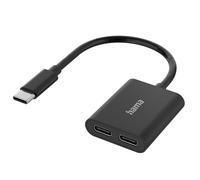 USB C Splitter, USB C to 2 x USB C Adapter 1 x USB C Female Data, 1 x USB C Female Power, USB C Hub for Tablet, Smartphone, 2-in-1 Audio Charging