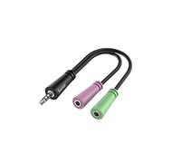 Hama Audio Jack Adapter (1 x 3.5 mm Male Jack - 2 x 3.5 mm Female Jacks, Stereo, for Computers, Macbooks, Tablets, Smartphones, 10 Year Warranty) Black/Green/Pink