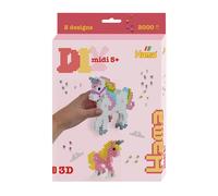 Hama Hanging Box - Unicorns | Approx. 2.000 Beads, 1 Large Hexagonal Pegboard, 4 Bead Supports, 1 Connector, Colour Printed Design Sheet, Instructions & Ironing Paper
