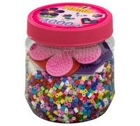 Hama Beads 4000 Beads & 3 Pegboards in Tub - Pink (10.2051) Includes Design Sheet, Instructions & Ironing Paper