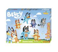 Hama Bluey Gift Box, Iron on Fuse Bead Set, 4000 Beads with 2 Square Pegboards, Design Sheet and Instructions, Ages 5+, Arts and Crafts for Children