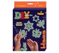 Hama | Glow in The Dark Beads | 1500 pcs, 3 Pegboards, Colour Printed Design Sheet, Instructions & Ironing Paper | Mosaic Decoration Arts & Craft for Creative Children