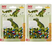 Hama Beads Small Blister Pack | Approx. 450 Fuse Beads, 1 Dinosaur Pegboard No. 322 & Ironing Paper (Pack of 2)