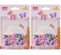 Hama Beads Small Blister Pack | Approx. 450 Fuse Beads, 1 Small Hexagonal Pegboard No. 223 & Ironing Paper (Pack of 2)