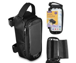 Hama Bicycle Frame Bag with Clear Phone Pocket for Top Tube Black