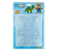Hama Perlen 8101 Peg Plates Set of 2 for Maxi Ironing Beads with Diameter 10 mm, Teddy Bear and Dinosaur Motifs in Transparent, Creative Craft Fun for Children and Teenagers