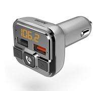 Hama Bluetooth FM Transmitter for Car Radio with Car Charger, Hands Kit (Car Adapter for Cigarette Lighter Socket with Connections for MicroSD, USB Stick and QC 3.0 for Charging) Silver