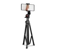 Hama Bluetooth Selfie Tripod 150 cm with Remote Shutter Release | Tripod, black with Bluetooth remote shutter tripod, travel tripod for smartphone and camera