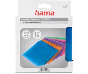 Hama | CD/DVD Protective Sleeves | 100 Pack | Assorted Colours, 00051068