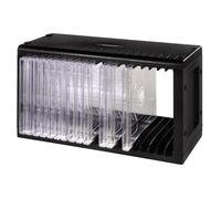 Hama CD/DVD Rack for 20 CD/DVDs, Black Plastic Storage for Hanging or Standing, Space-Saving Small CD/DVD Stand for Office or Any Room, 31.1 x 13.3 x