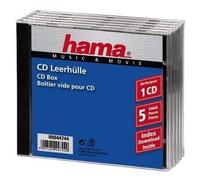 Hama CD Jewel Case Standard, Pack 5 C-shell case 1 discs Black, Transparent