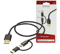 Hama Charging Cable Micro-USB + USB-C Adapter For Bluetooth Speakers Headset Etc