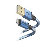 Hama Charging Cable Reflective USB A to Lightning, 1.5m | Nylon, For iPhone 14 13 12 11 Pro Max Plus Mini SE XS Max XR X 8 7, iPad Pro Air Mini, MFI Certified