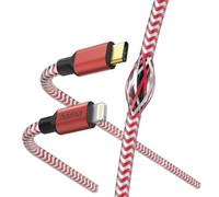 Hama Charging Cable Reflective USB C to Lightning, Nylon, 1.5 m (iPhone Charging Cable, Lightning Cable, iPad Pro Air mini, MFI Certified) Red Red