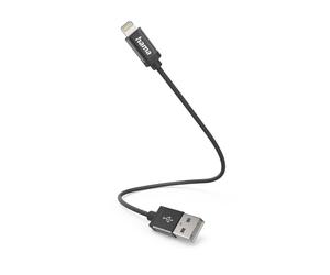 Hama Charging Cable, USB-A - Lightning, 0.2 m, Nylon, black