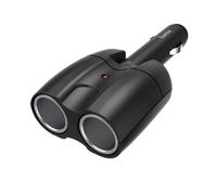 Hama Cigarette Lighter Splitter, Dual Socket (12V cigarette lighter socket, 2-way, 12V dual plug, dual cigarette lighter, adjustable 180 joint plug,